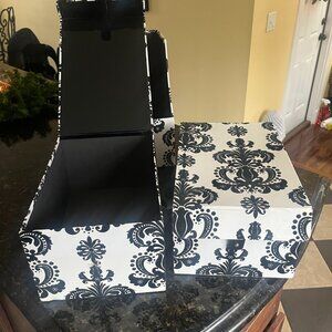 Black & White Paisley Organizer Boxes & Magazine Holders (Set of 4)